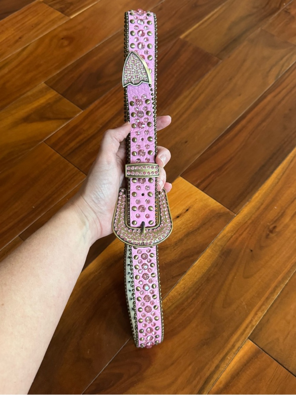 Pink Embellished Women’s Belt with Crystal Accents XL 38” - Picture 3 of 4